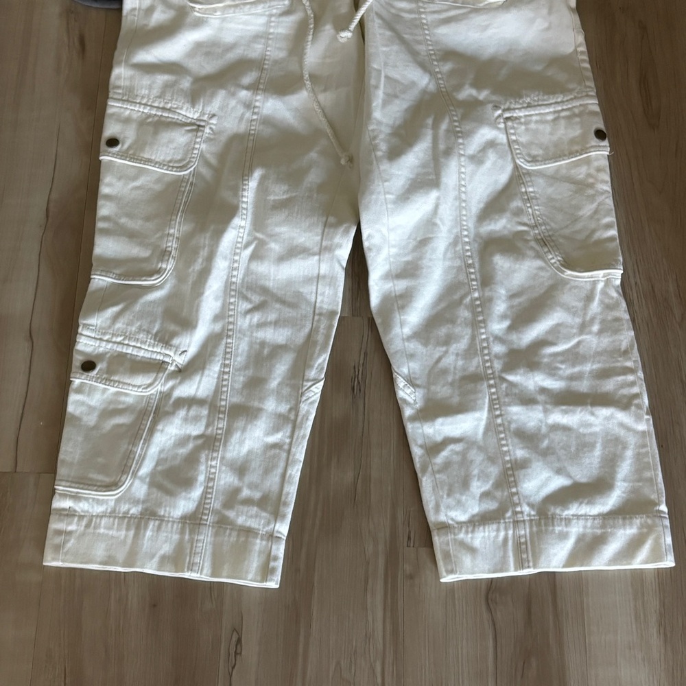 Free People Tahiti Cargo Pants Green Utility Low Rise Tofu Ivory large - Picture 4 of 8
